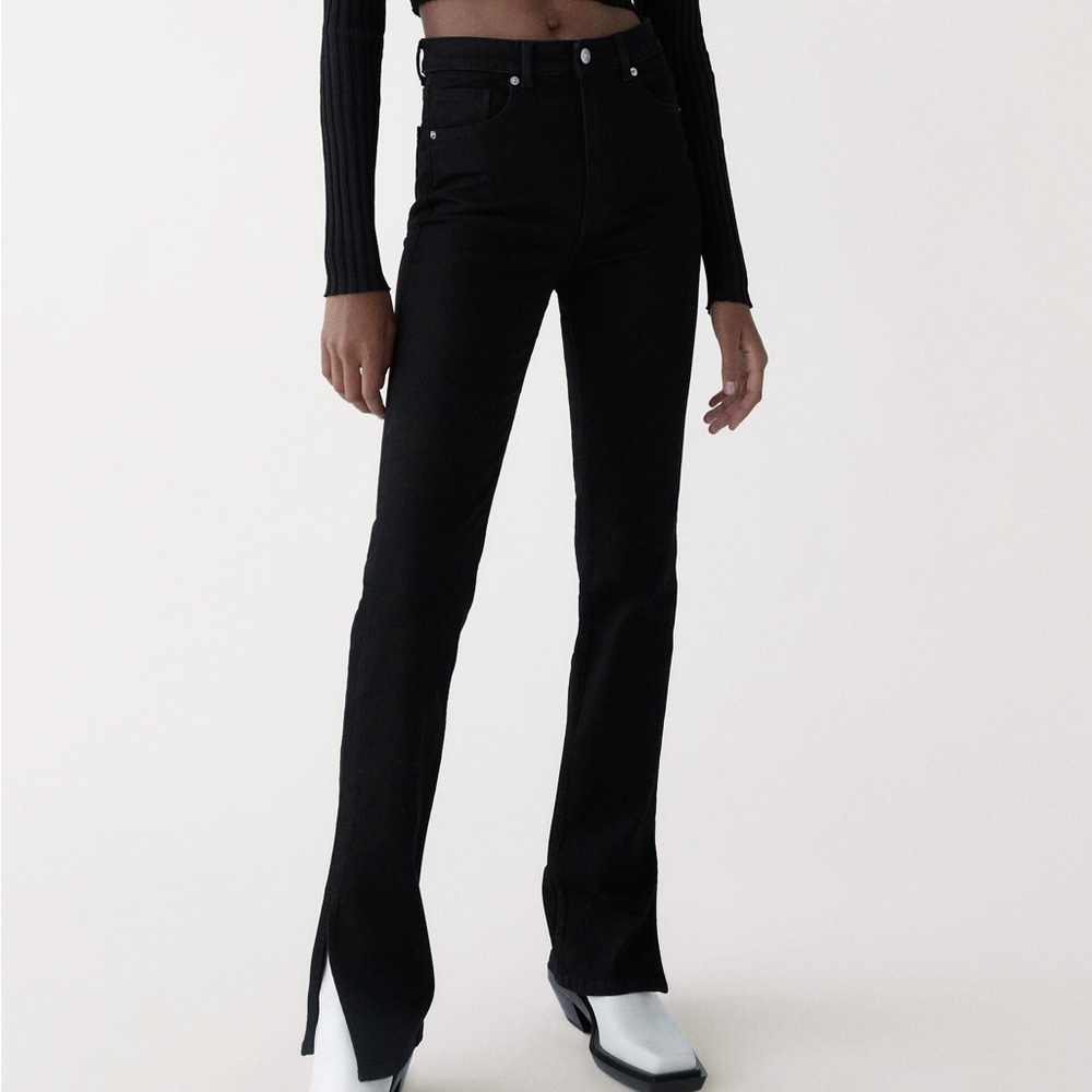 NWT Zara black hi-rise full length split leg skinny jeans size 4